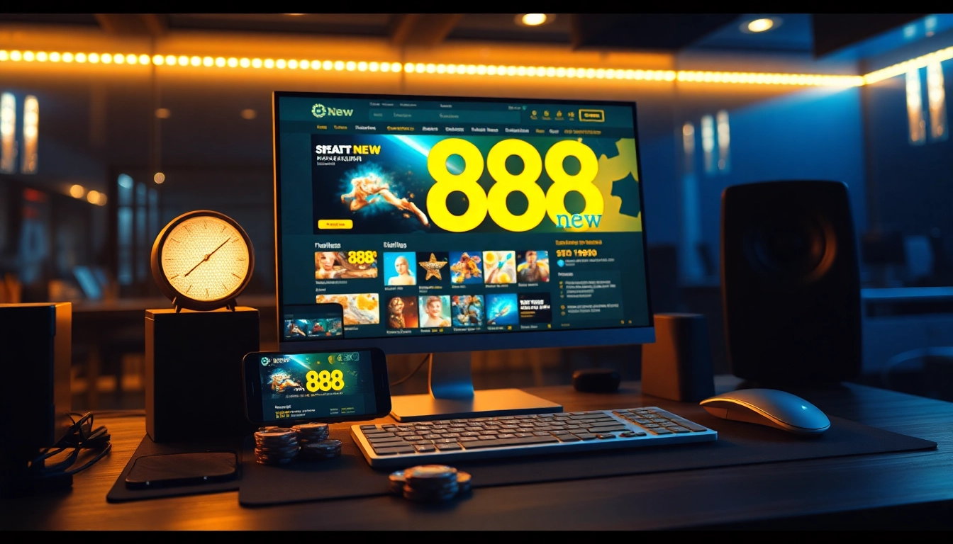 Online gaming setup featuring 888 new website and app for a luxurious experience