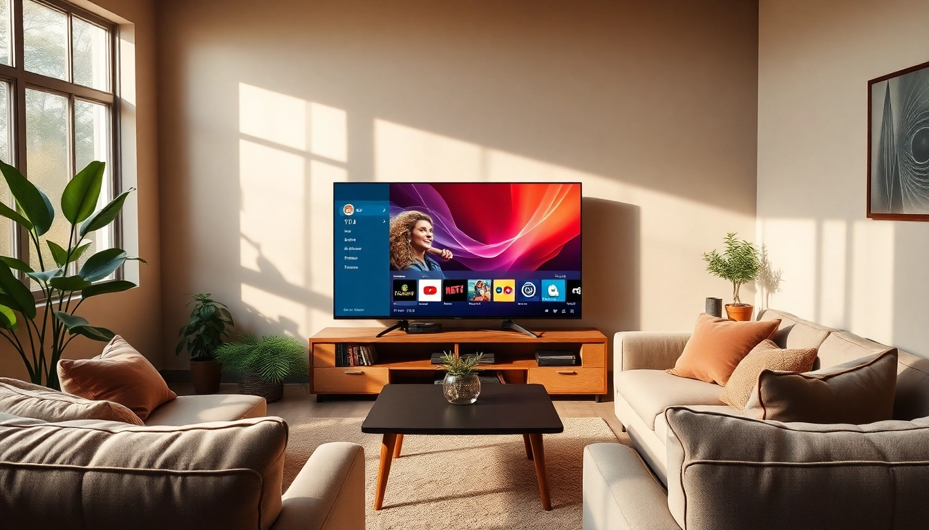Experience the seamless entertainment with iron tv pro displayed in a cozy living room setting.