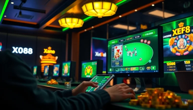 XX88 online gambling scene with users engaging in games in a vibrant, safe digital environment.