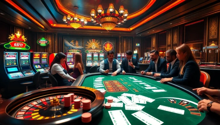 Experience the excitement of 6L777 at a luxurious casino with vibrant games and high-stakes action.