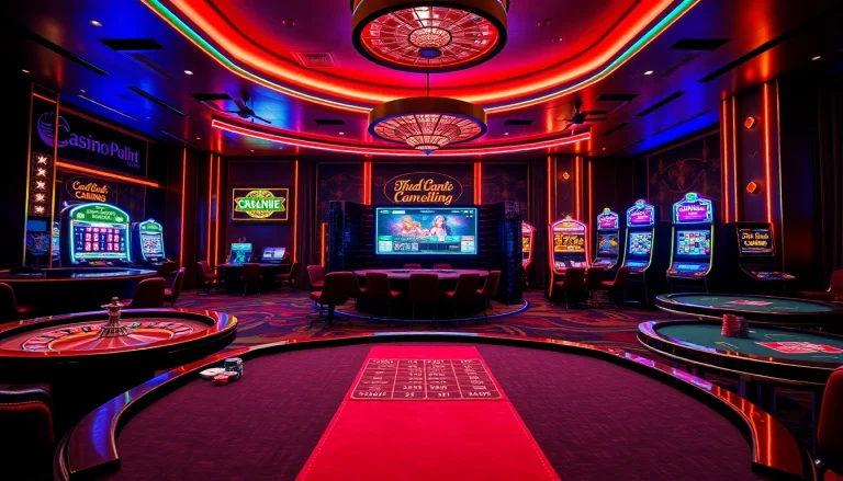 Engaging scene of online gambling experience at 168vn with colorful casino games and vibrant atmosphere.