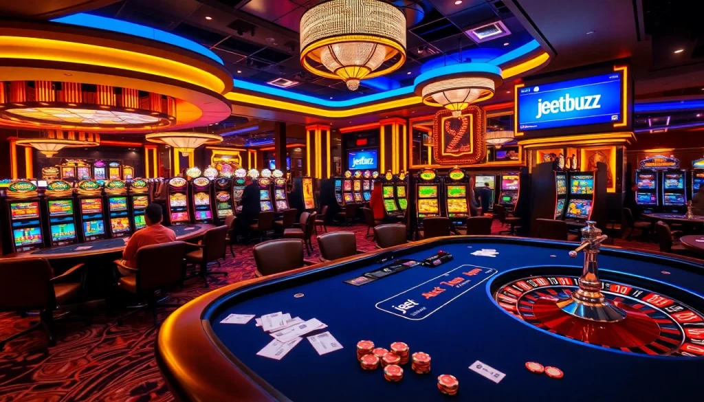 Experience the thrill of betting with jeetbuzz at a vibrant casino table surrounded by excitement.