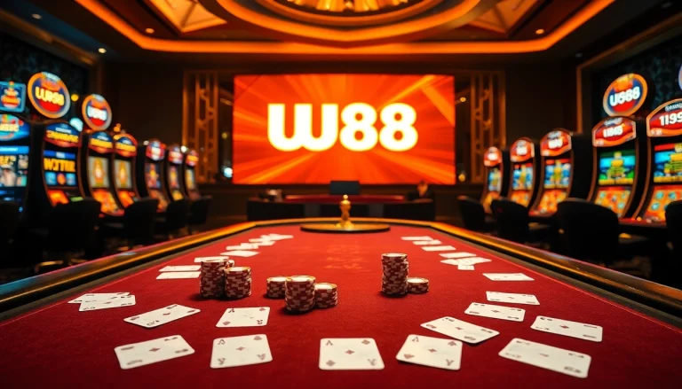 Players enjoying card games at UU88, showcasing a vibrant casino atmosphere.