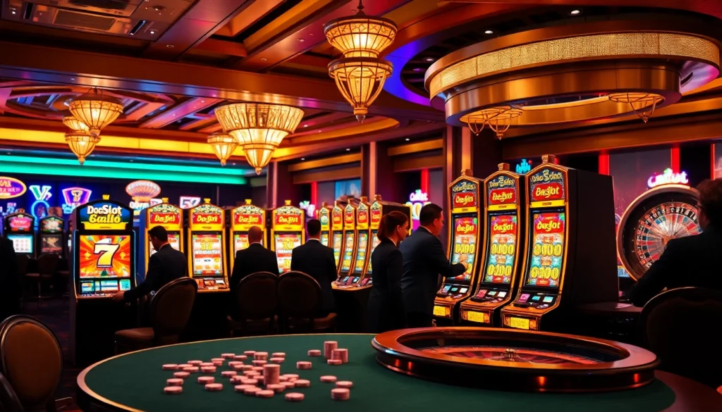 Experience the thrill of doaslot slot with vibrant machines and elegant casino ambiance.