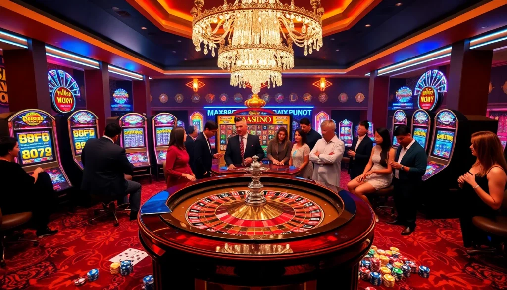 Experience thrilling gaming action at max88 casino with stylish roulette and vibrant slot machines.