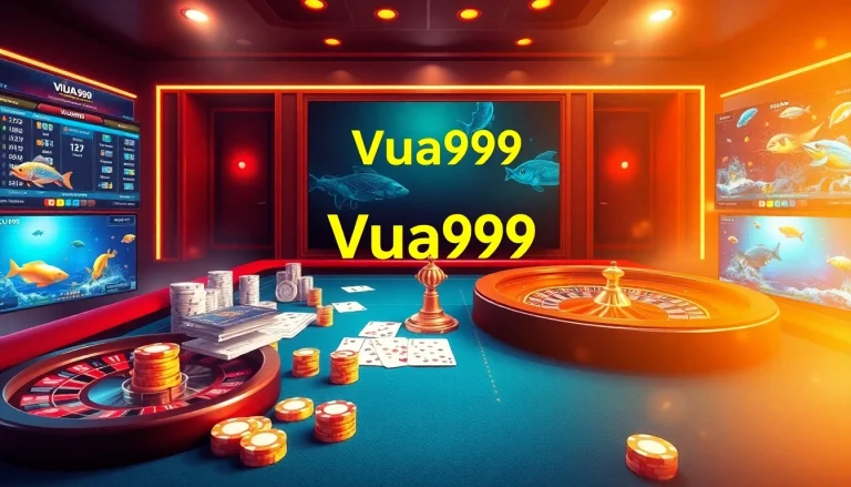 Engage in thrilling online gambling with Vua99, showcasing vibrant casino elements and dynamic gameplay.