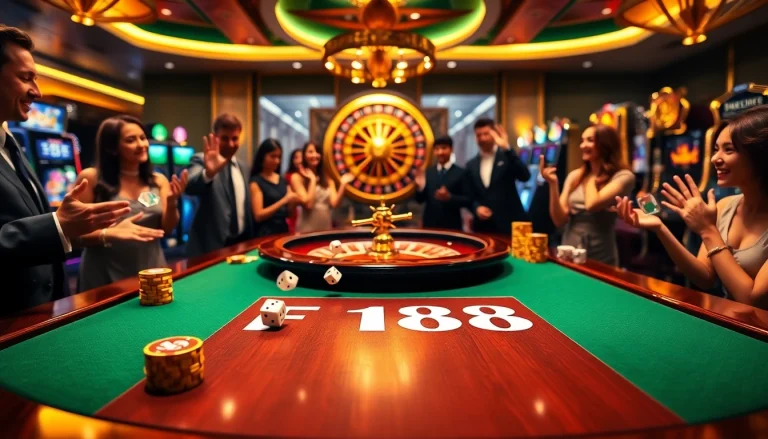 Engaged players at F168 com casino table enjoying high-stakes poker game excitement.