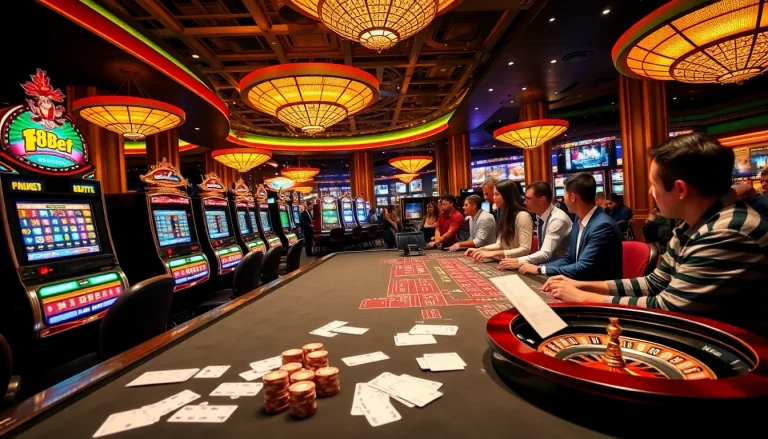Experience F8BET’s thrilling casino atmosphere with vibrant games and engaged players.