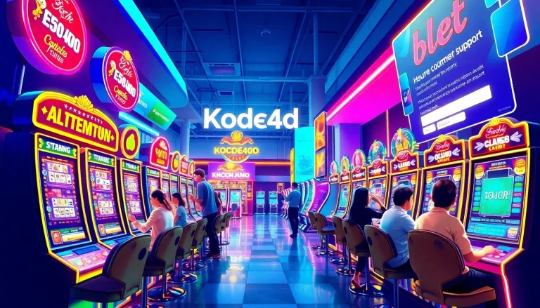 Experience the excitement of Kode4d online gaming with vibrant slot machines and enthusiastic players.