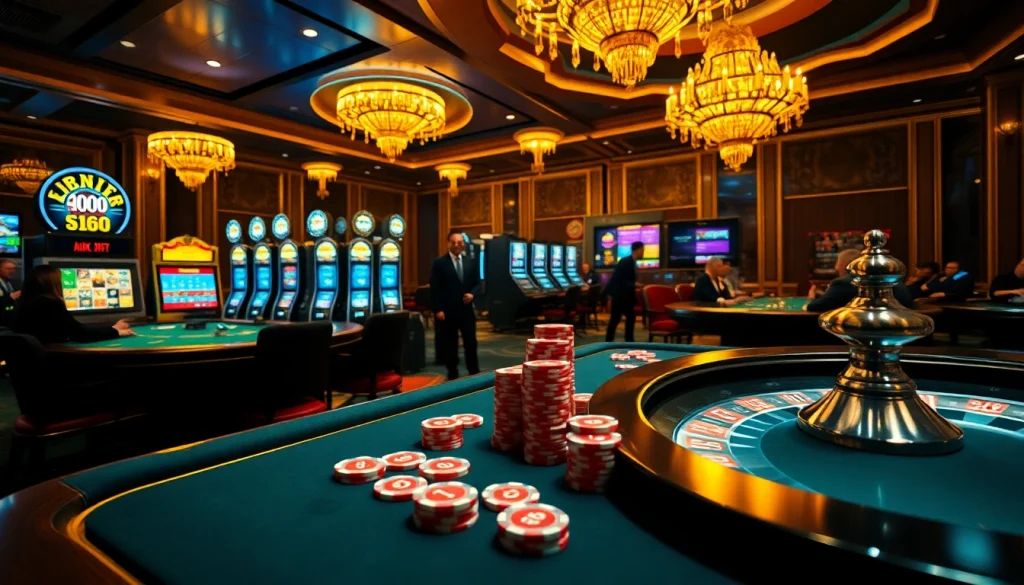 Engaging casino scene showcasing the excitement of link S666 with vibrant gambling elements.