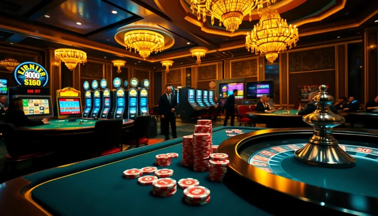 Engaging casino scene showcasing the excitement of link S666 with vibrant gambling elements.