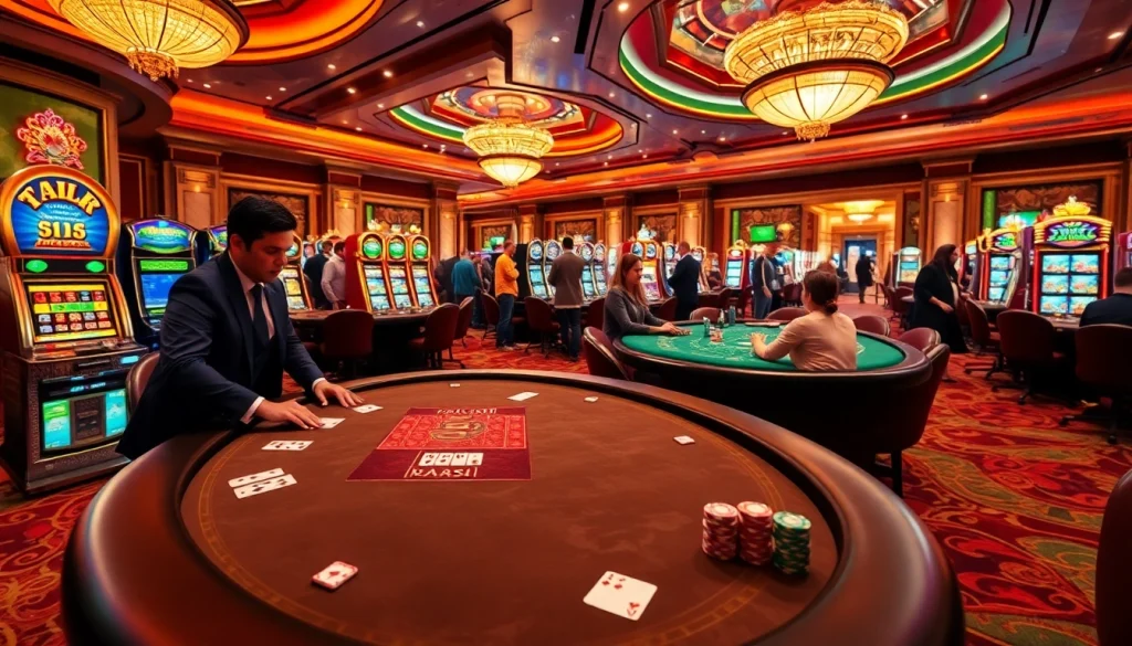 Experience the thrill of winning at 5Z7779 with vibrant poker tables and colorful chips.