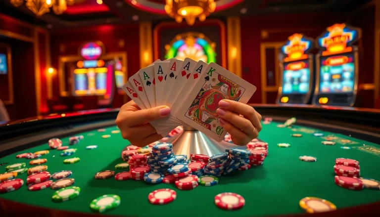 Experience the excitement of gambling with rr88 at a vibrant casino table.