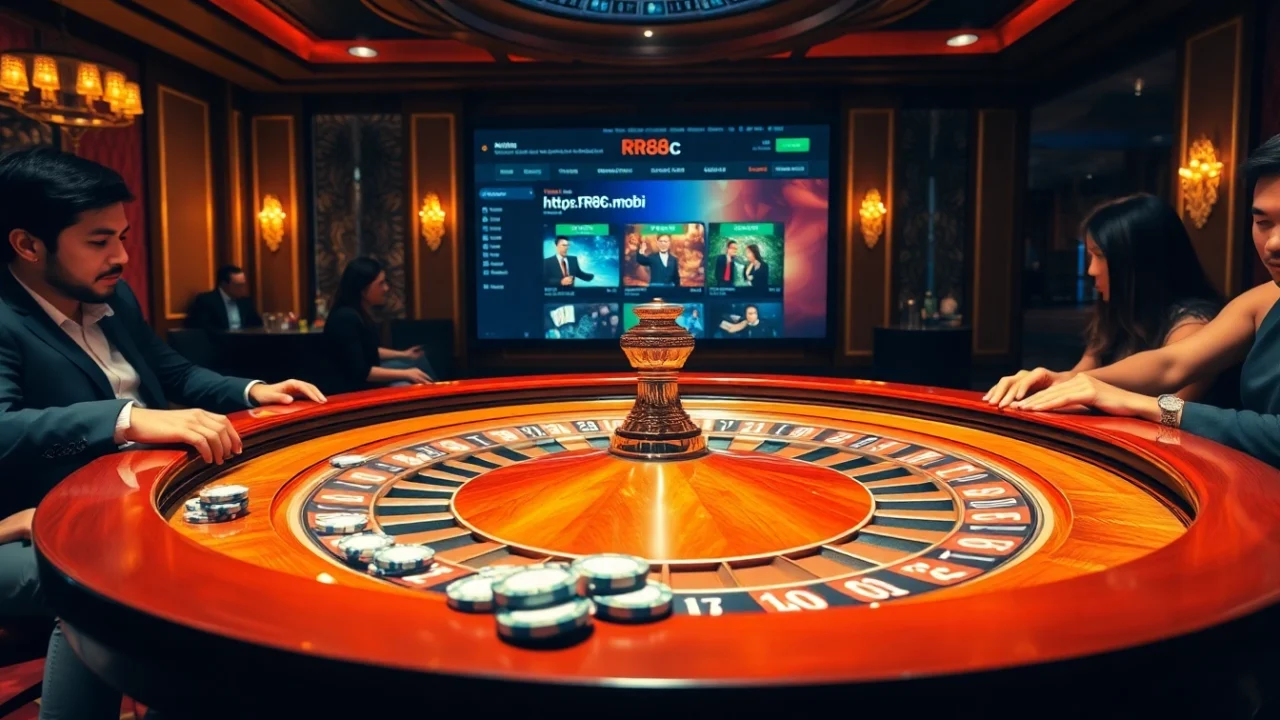 Players enjoying a thrilling game at the glamorous casino with betting options on https://rr88c.mobi/.