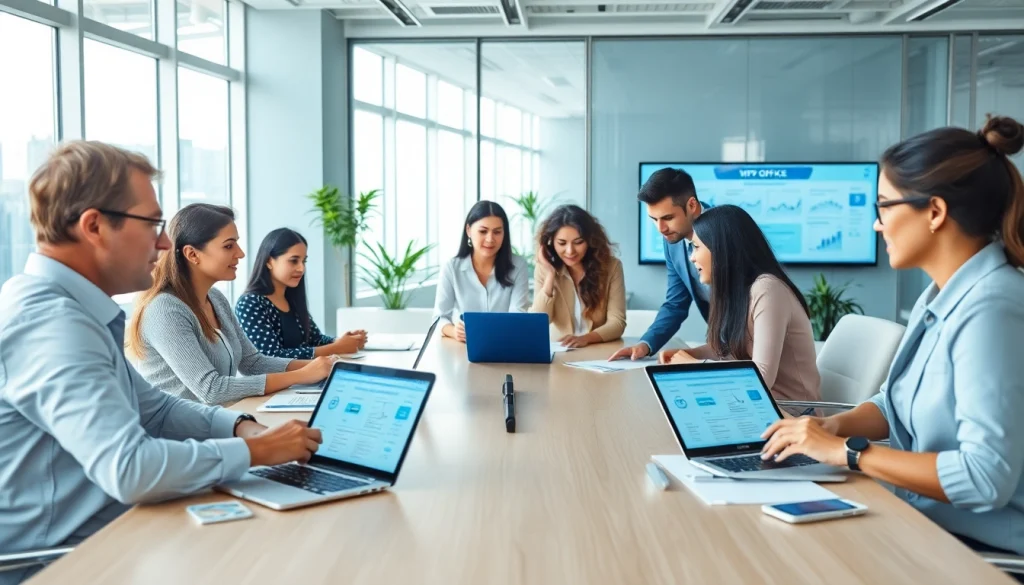 Collaborative workspace with professionals using wps下载 for efficient document editing.