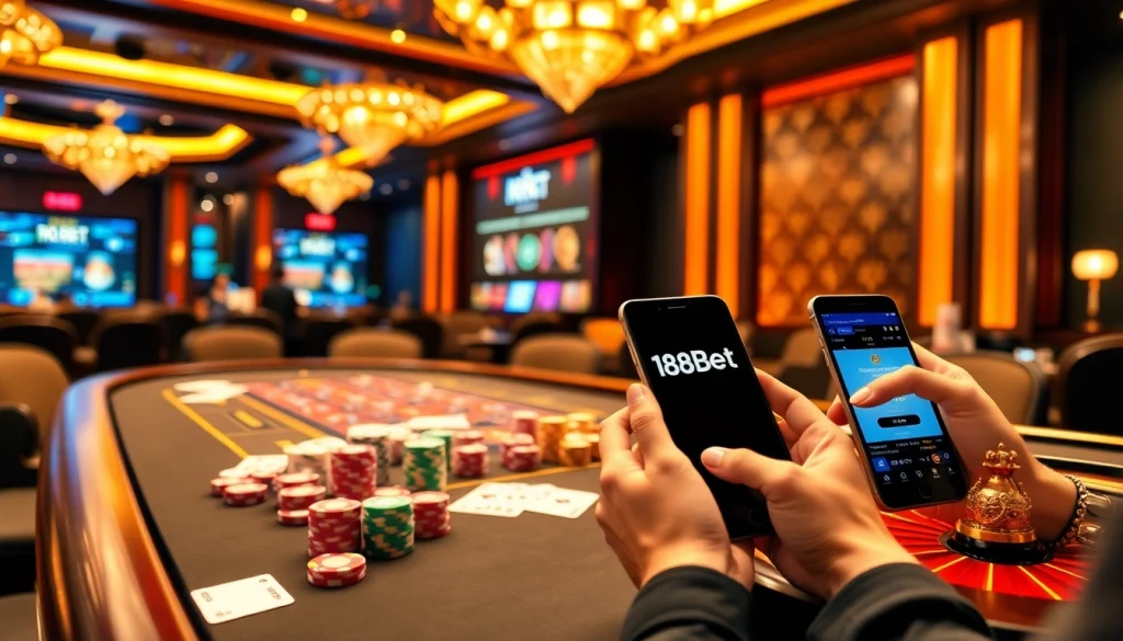 188bet players engaged in action-packed online gambling at a vibrant casino table.