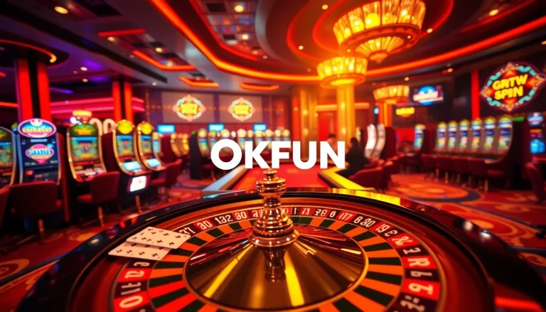 Experience the thrill of gambling at OKFUN with vibrant casino tables and exciting games.