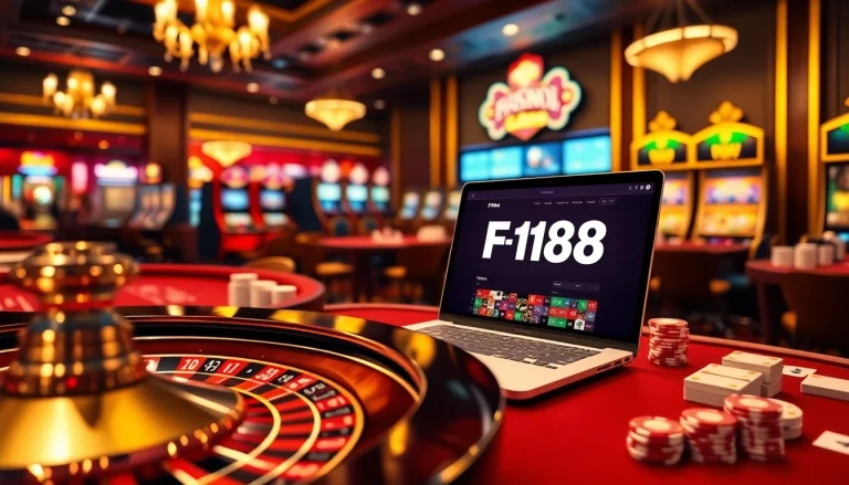 Experience the excitement of F168 online gambling with engaging casino visuals and vibrant game settings.