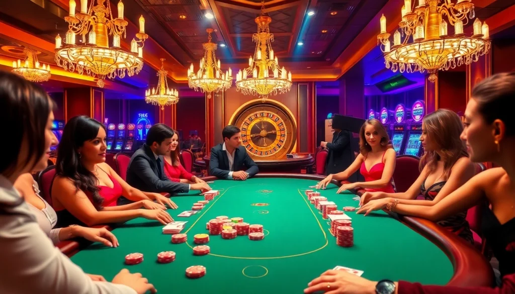 Engage in high-stakes poker at F8BET's luxurious casino scene with vibrant chips and cards.
