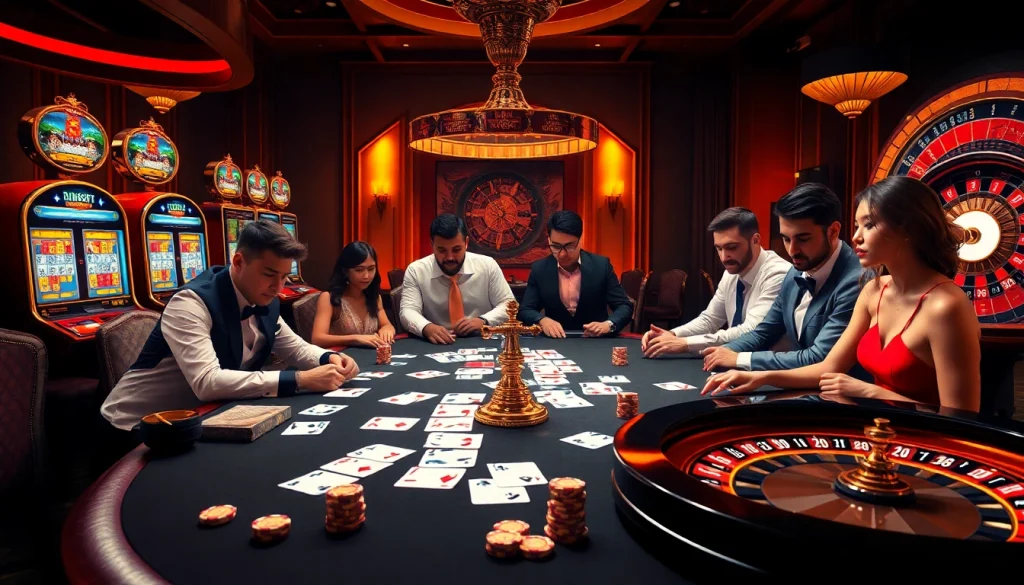 Experience the excitement of uu88 com with players enjoying high-stakes casino games and vibrant slot machines.