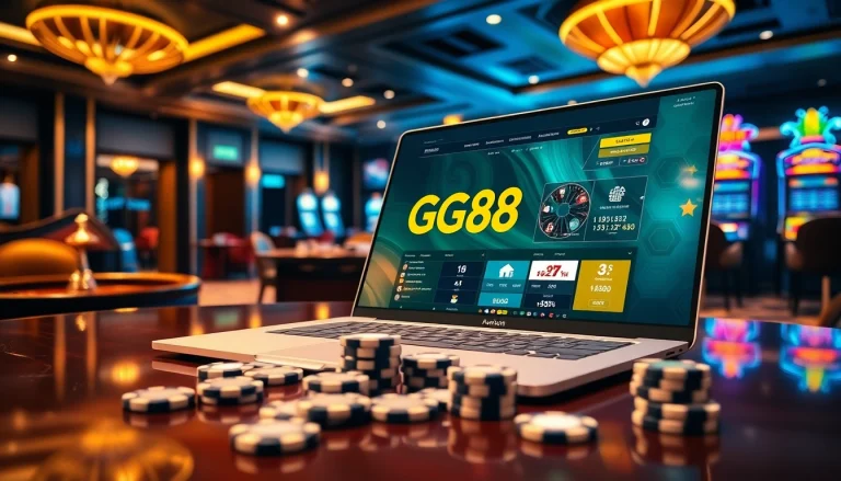 Experience thrilling gaming at GG88 Casino with vibrant tables, cards, and a stunning interface.