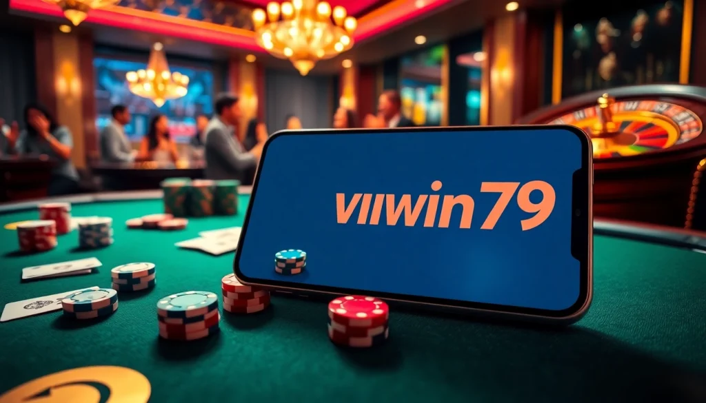 Exciting gameplay with the app win79 showcased in a vibrant casino scene.
