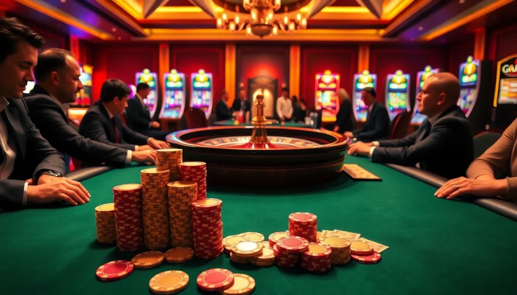 Engaging in a high-stakes poker game at GG88's luxurious casino table.