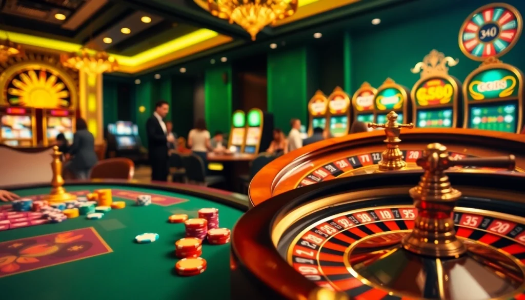 Experience the thrill of GG88, with vibrant casino tables and players engaged in action.
