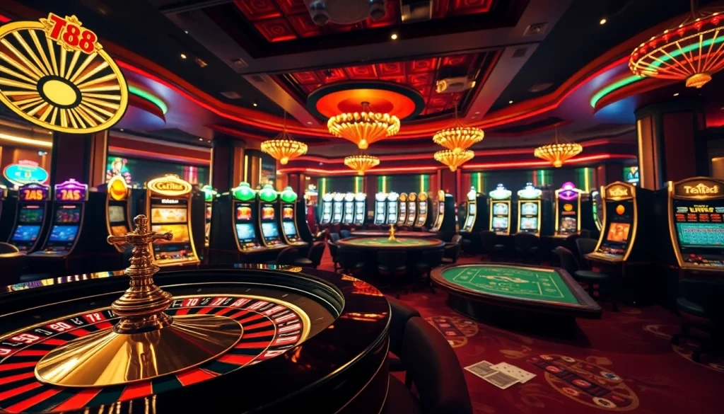 Experience the thrill of ta88 com with luxurious casino elements like roulette and poker tables.
