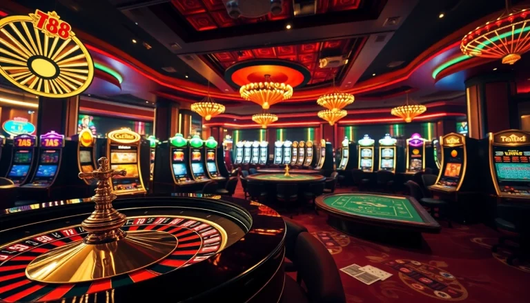 Experience the thrill of ta88 com with luxurious casino elements like roulette and poker tables.