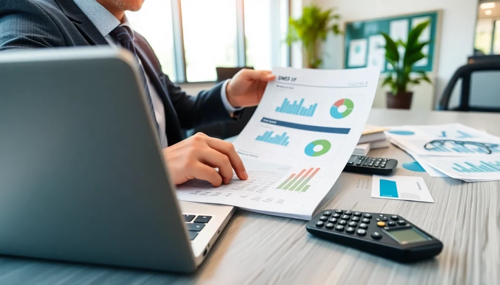 SMSF accountant reviewing documents in a modern office