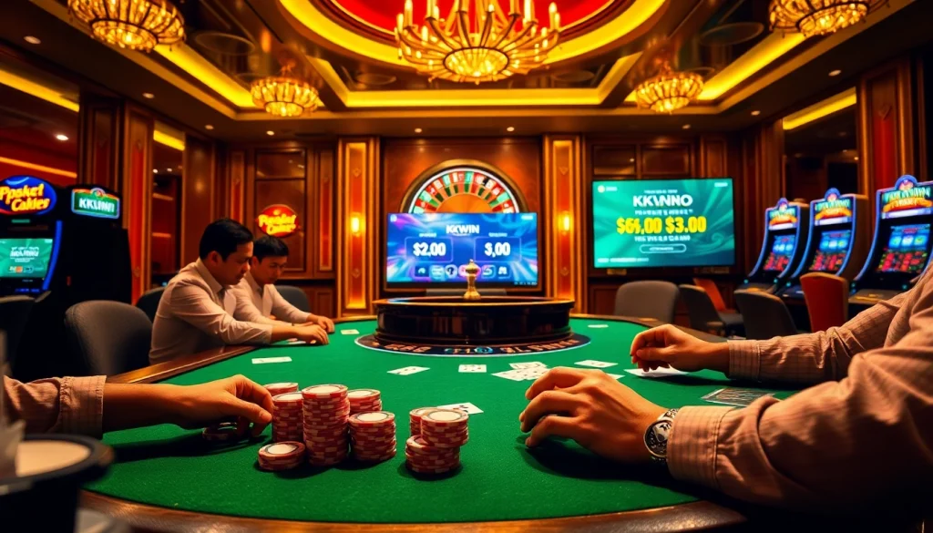 Experience winning moments and excitement at https://kkwin.co.com/ poker table with vibrant chips and cards.
