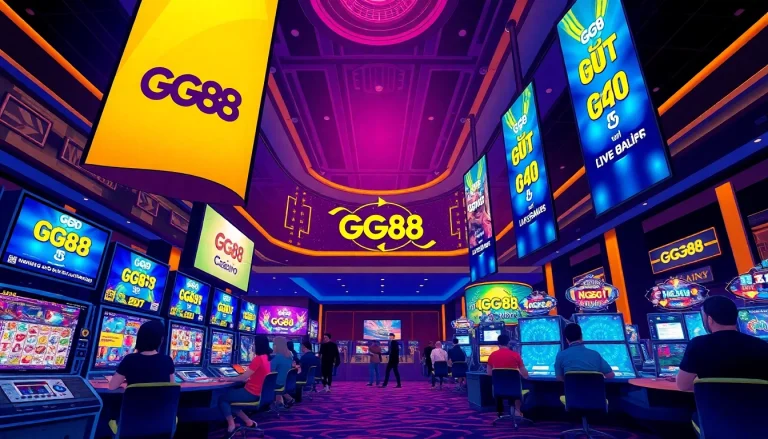 Dynamic online gaming scene featuring GG88 with vibrant lighting and engaging visuals.
