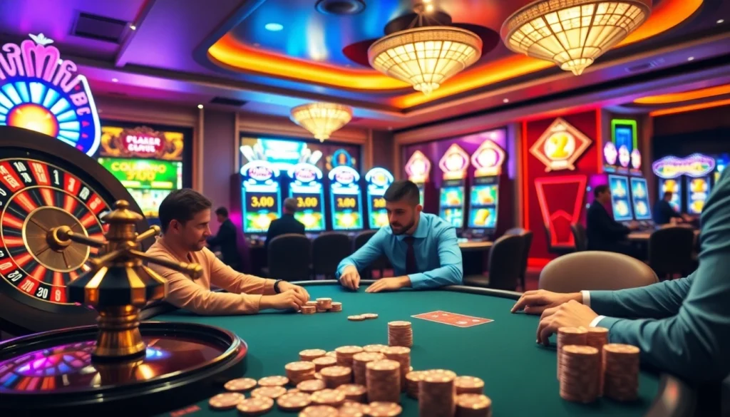 Experience thrilling gaming at https://shbet.id/ with professional poker players and vibrant casino elements.