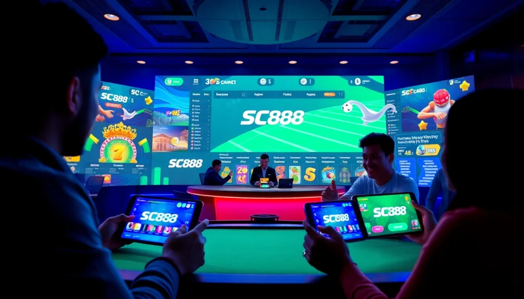Dynamic online betting interface showcasing Trang chủ SC88, featuring games and live dealer.
