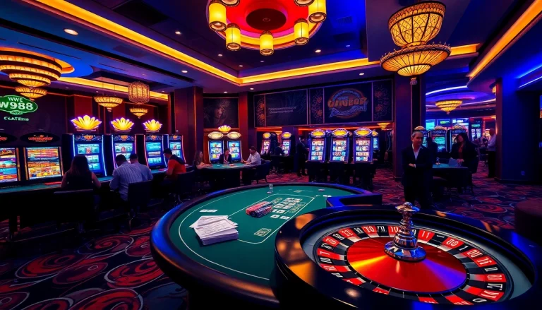 Gamblers enjoying an exciting game at WW88's luxurious online casino setting.