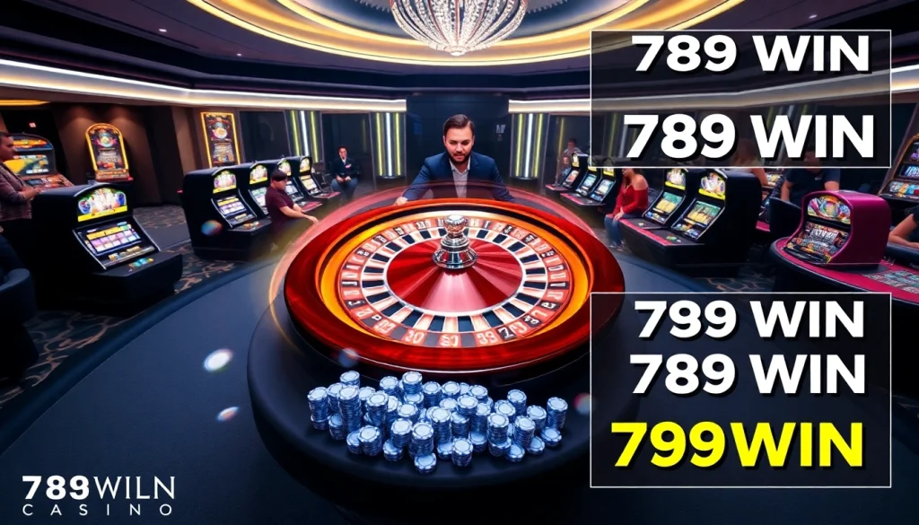 A thrilling casino scene illustrating roulette and poker tables at https://789win.apartments/ with vibrant gaming action.