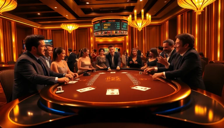 Experience excitement at PH222 with players enjoying blackjack in a luxurious casino environment.
