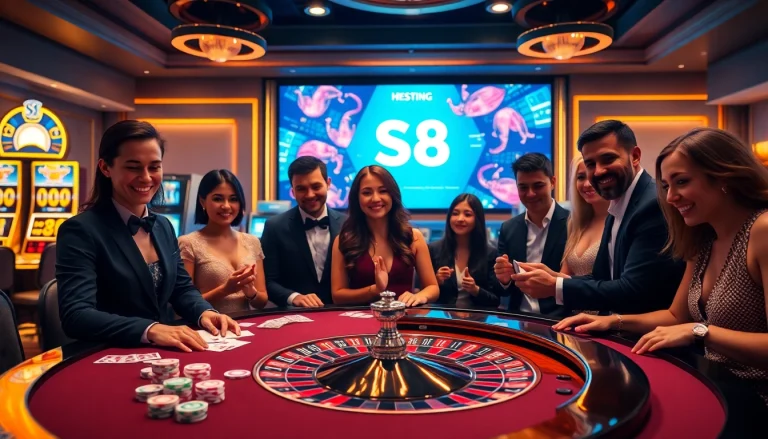 Experience thrilling casino action with S8-themed gaming elements and vibrant atmosphere.