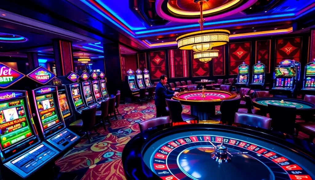 Engage in thrilling gambling at THABET with vibrant casino tables and exciting games.