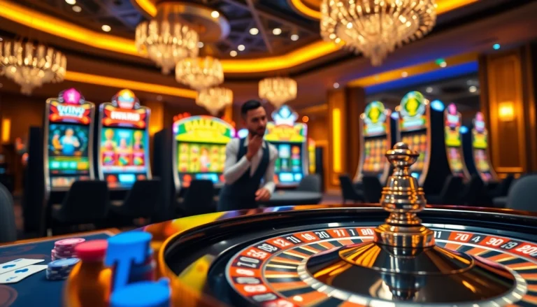 Experience the thrill of King88 com with vibrant casino gaming elements in a luxurious setting.