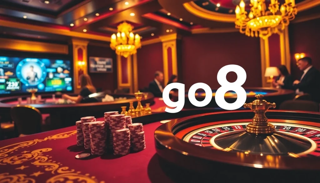 Experience high-stakes gaming at GO8 with players engaged at luxurious tables.