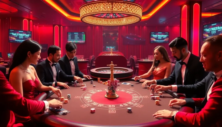 Engaging players strategizing at a vibrant 68win poker table, capturing the essence of casino excitement.