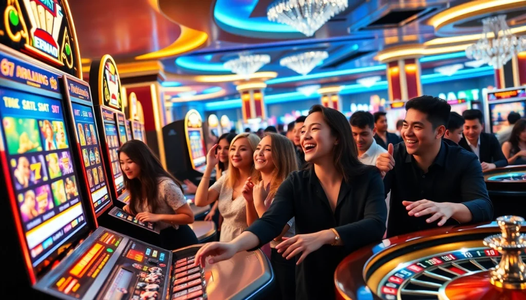 RAJABARONG enhancing the gambling experience with vibrant slot machines and colorful poker chips.