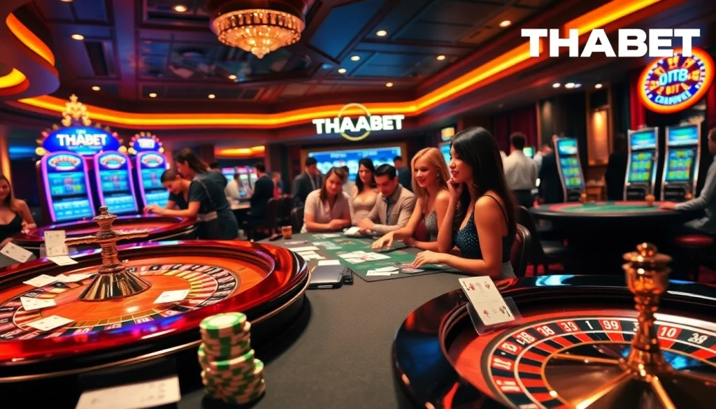 THABET casino players enjoying intense gaming action at vibrant tables.