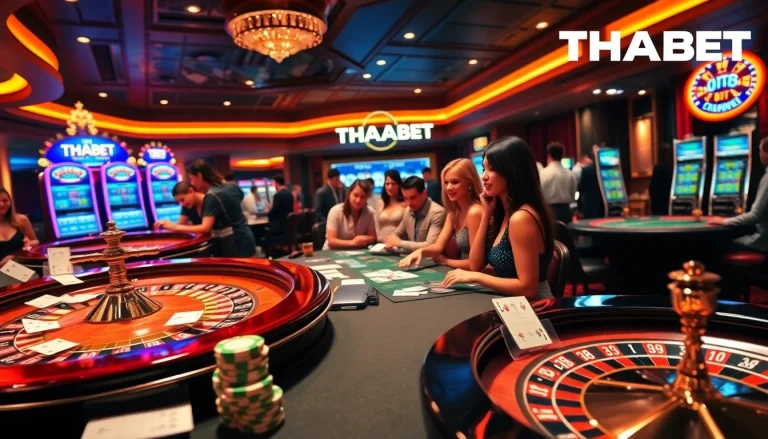THABET casino players enjoying intense gaming action at vibrant tables.