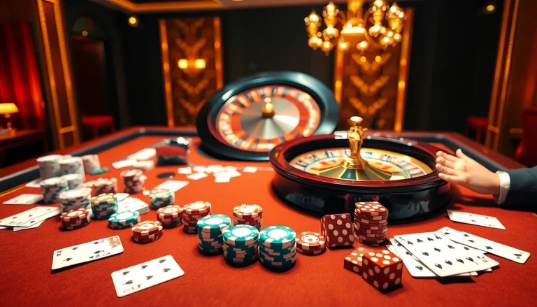 Engage in high-stakes excitement at jbo.com with luxurious casino elements, showcasing poker chips and roulette.