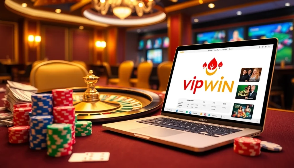 Experience thrilling gameplay at casino vipwin with vibrant roulette and poker elements.