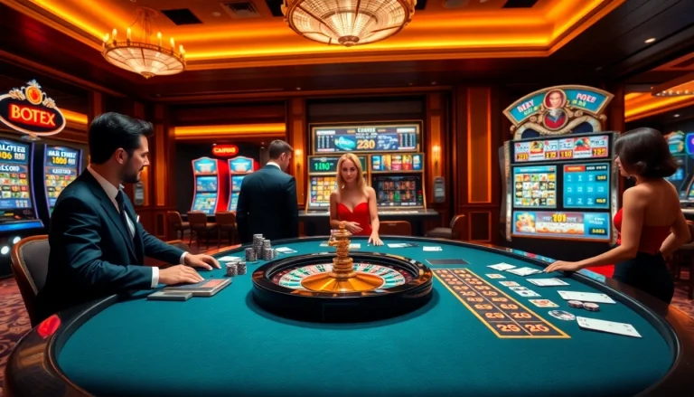 Exciting online gambling scene at https://abc8phi.com/ showcasing luxury casino tables and engaging gameplay.
