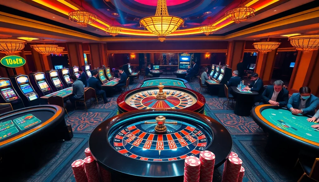 Experience the thrill of gaming at https://ta88c.com with elegant poker tables and a vibrant casino atmosphere.